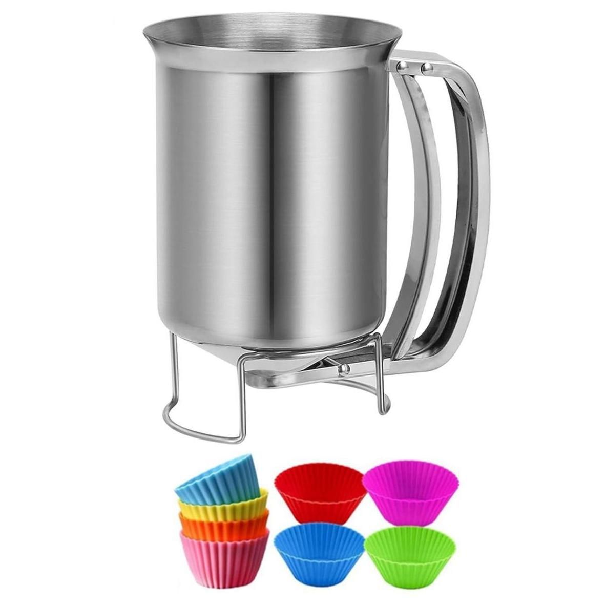 Distributeur de Pte 2 en 1 Acier Inoxydable 800 Ml avec PoignE  Presser,...