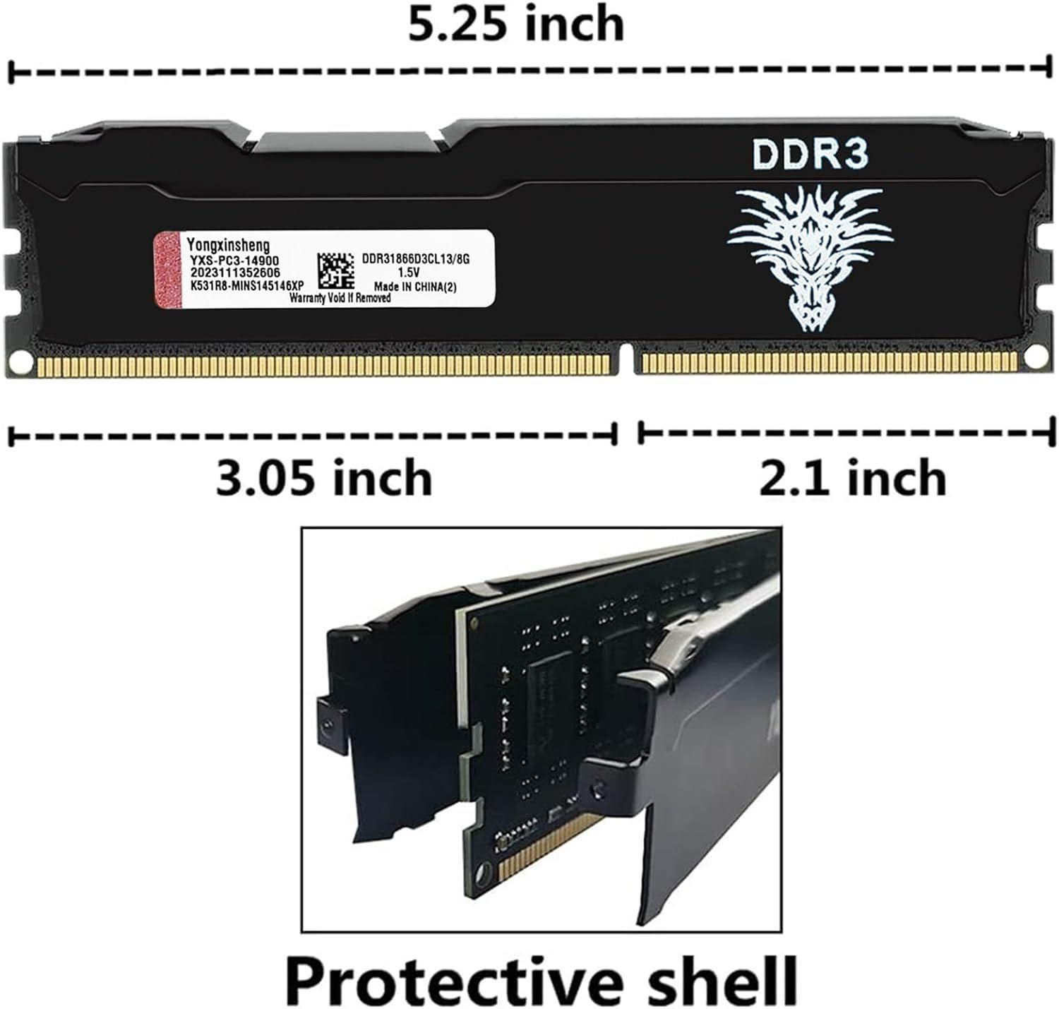 Ram DDR3 8go 1866MHz PC3-14900 Udimm CL13 Non-ECC Unbuffered 1.5V 2Rx8 Doub... - 6