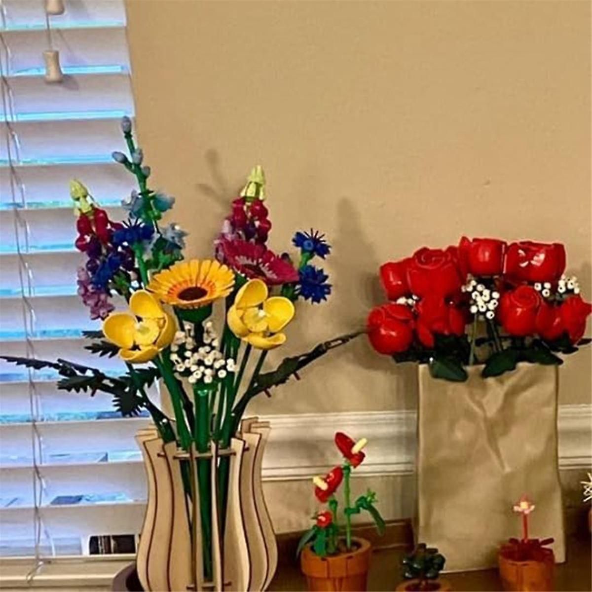 Vase, Wooden Puzzle Vase, Fake Bouquet Building Block Set Display Stand, fo... - 3