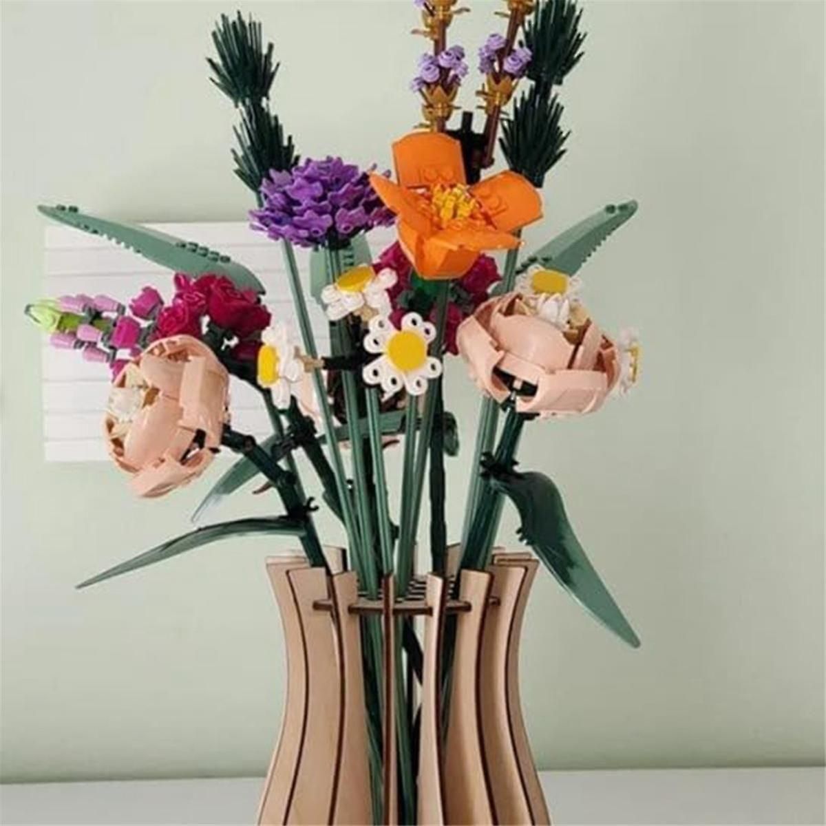 Vase, Wooden Puzzle Vase, Fake Bouquet Building Block Set Display Stand, fo... - 4