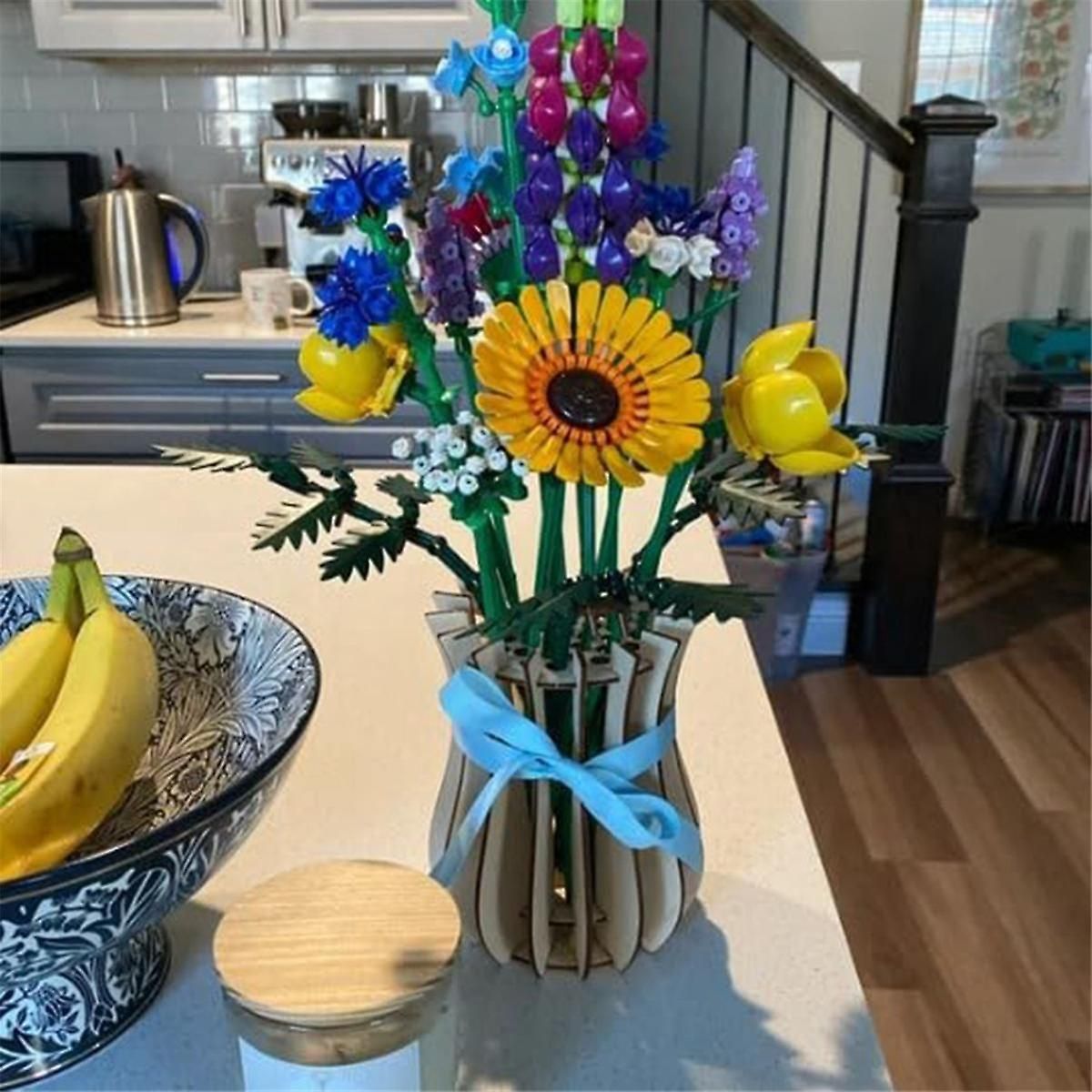 Vase, Wooden Puzzle Vase, Fake Bouquet Building Block Set Display Stand, fo... - 5