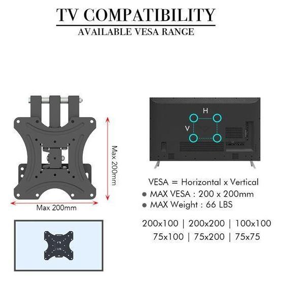 Support Mural TV 26-55 Pouces, Fixation Murale TV Peut Contenir Jusqu' 30K... - 3