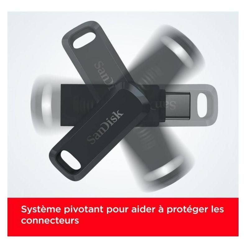 SanDisk 256Go Ultra Dual Drive Luxe noire USB Type-C jusqu' 400MB/s avec c... - 2