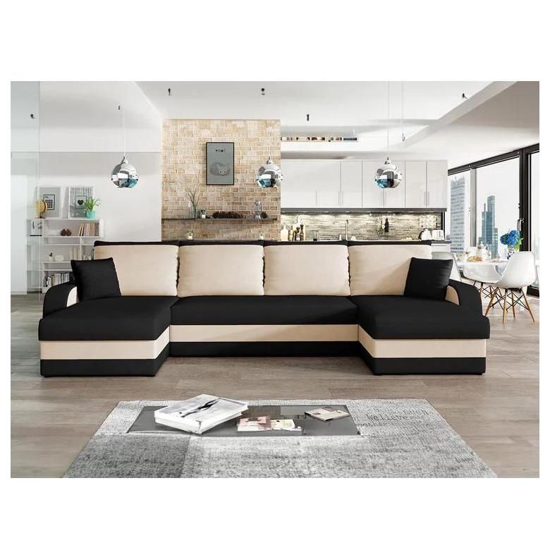 Canap D'angle Comfivo 233, Noir, Fonction De Couchage, 304x140x80cm - 2