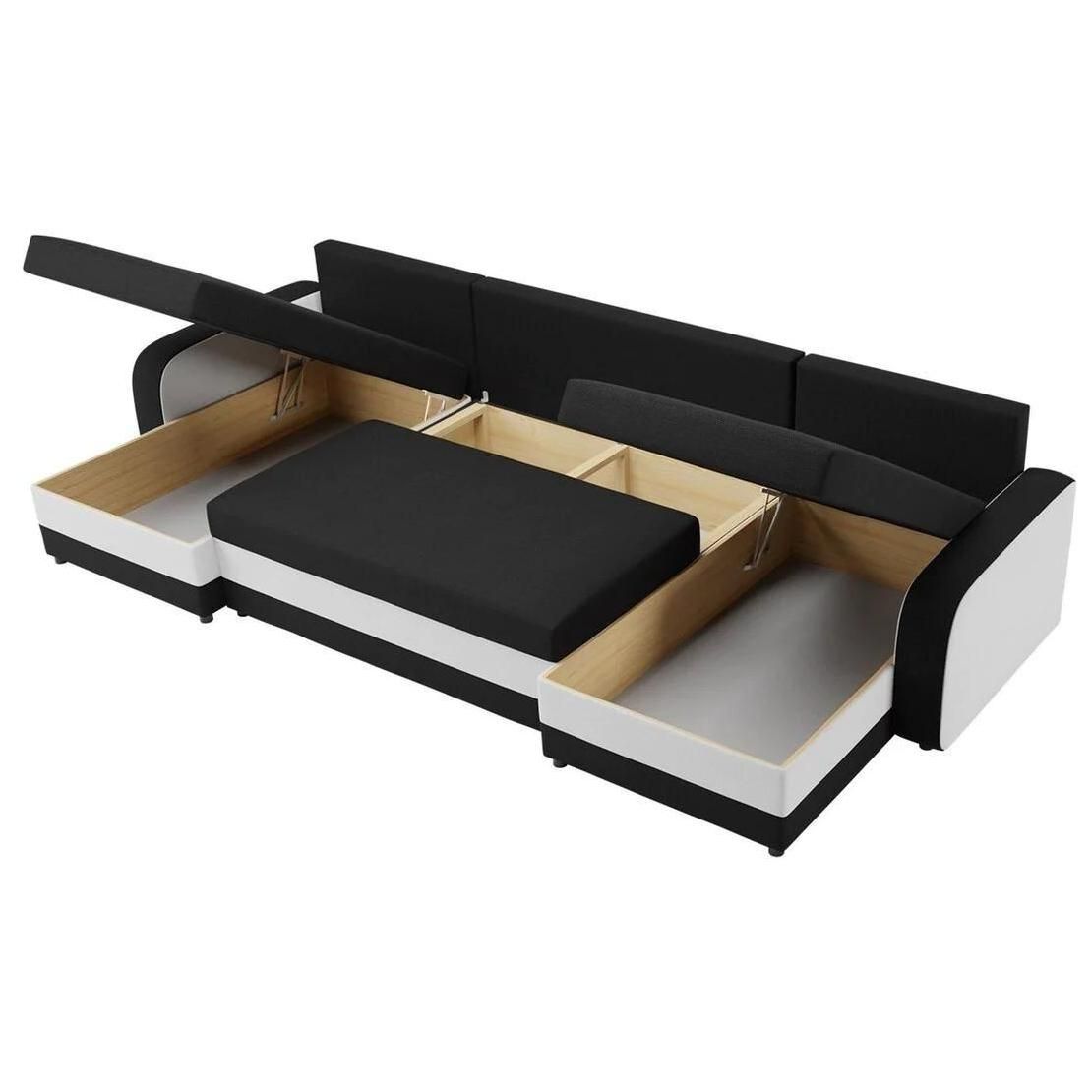 Canap D'angle Comfivo 233, Noir, Fonction De Couchage, 304x140x80cm - 5