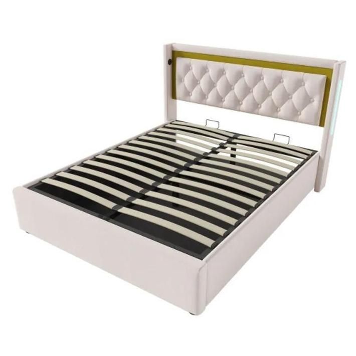 Lit Rembourr Coffre De Rangement Avec Tte De Lit  Chargement Usb Type C,... - 6