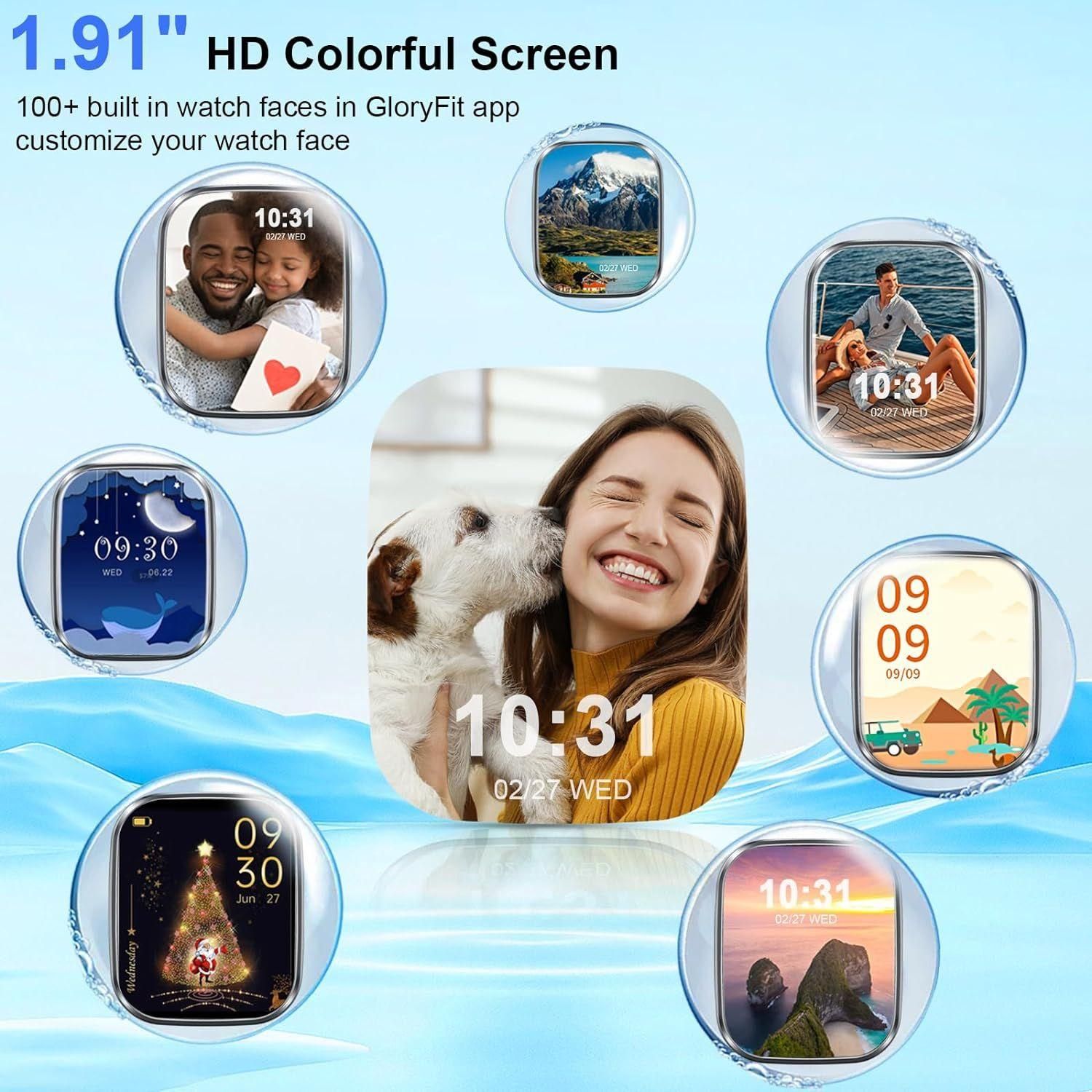 Montre Connectée Sport 1,57" HD - Appels Bluetooth, 110+ Modes Sport, Moniteur Cardiaque/SpO2/Sommeil, IP68