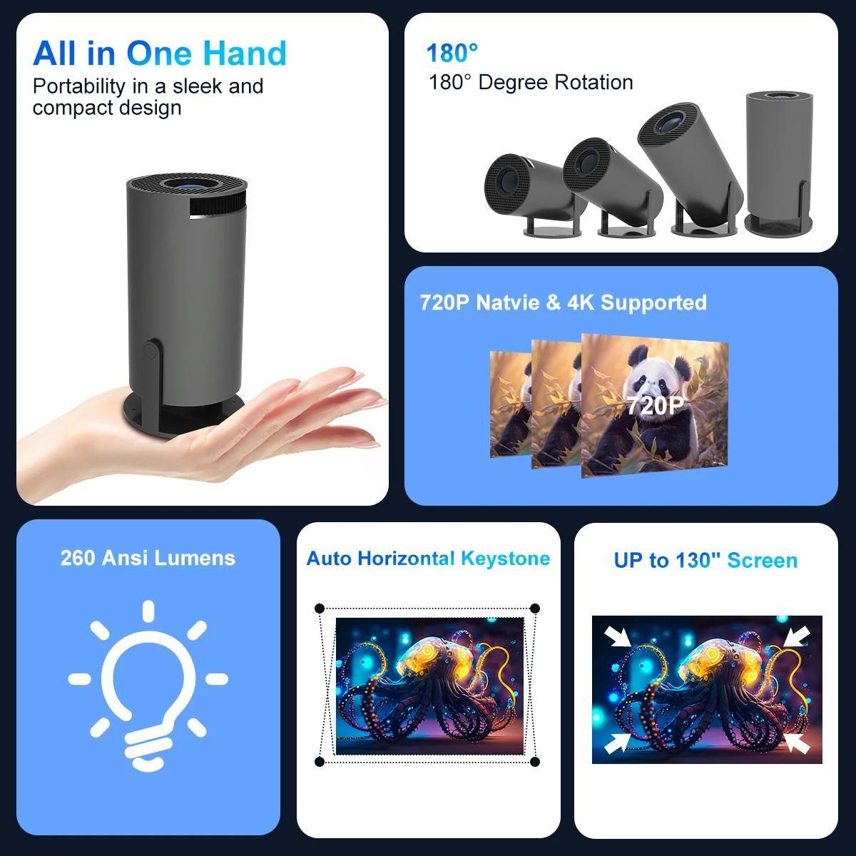 Isinbox Vidoprojecteur 4K Mini Portable 1080P Support 4K WiFi6 BT 5.0 Andr... - 6