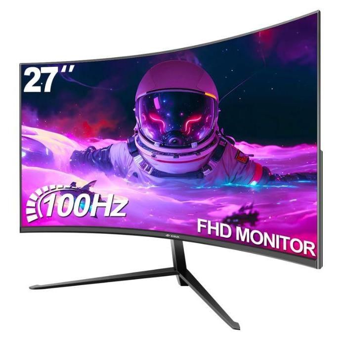 CRUA Gaming cran 27' 100 Hz, Full HD 1080P 1800R, sans Cadre, 1ms GTG, Fre...