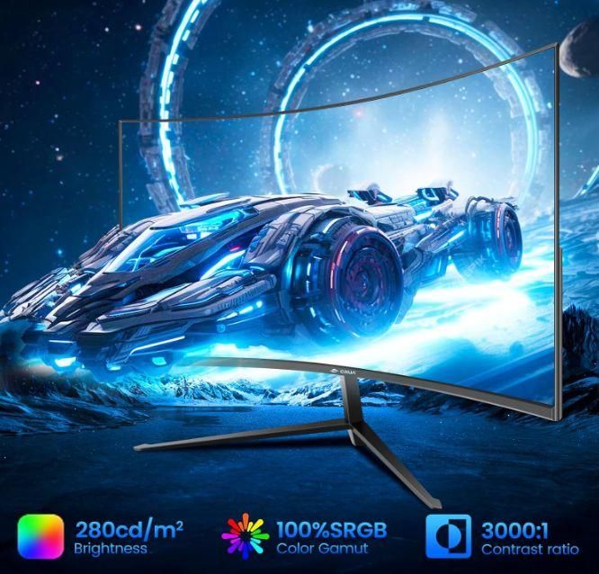 CRUA Gaming cran 27' 100 Hz, Full HD 1080P 1800R, sans Cadre, 1ms GTG, Fre... - 4