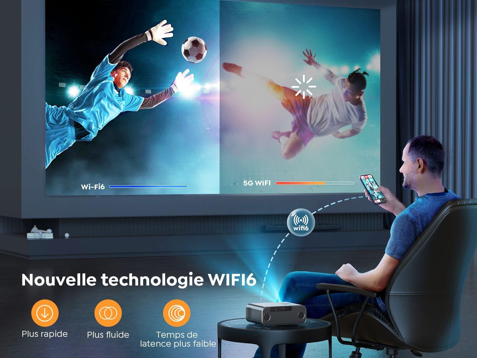 Vidoprojecteur WiFi Bluetooth YABER Pro V9 500 ANSI Lumens Projecteur Full... - 4