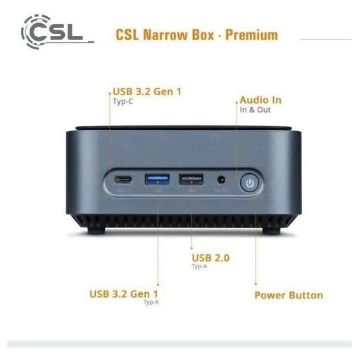 Mini-PC CSL Narrow Box Premium - 8Go - 500 Go M.2 SSD - Win11 - 2