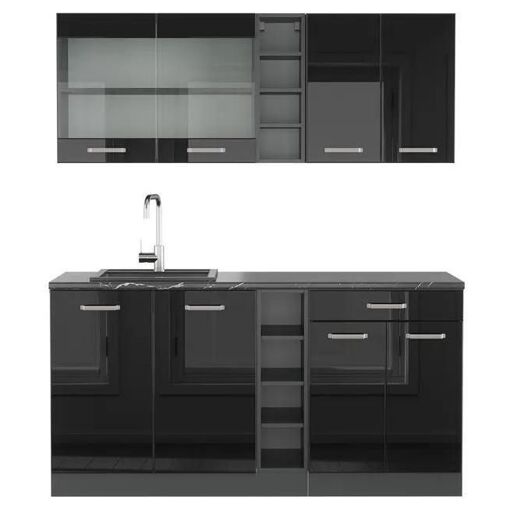 Cuisine R-Line, 160 Cm , Pt Anthracite, Noir Brillant/Anthracite, Vicco