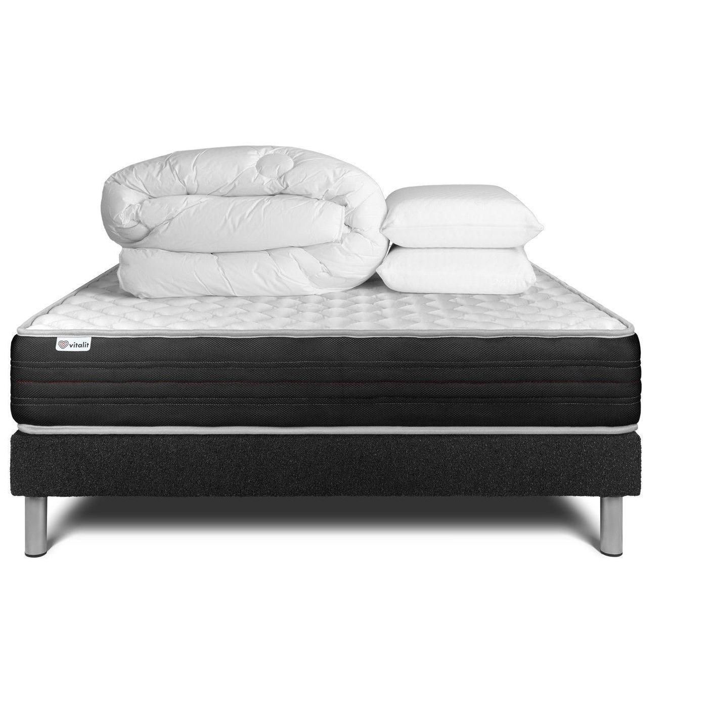 Pack Prt A Dormir Vitalmemo One 180 X 200 Cm Sommier Kit Noir - 2