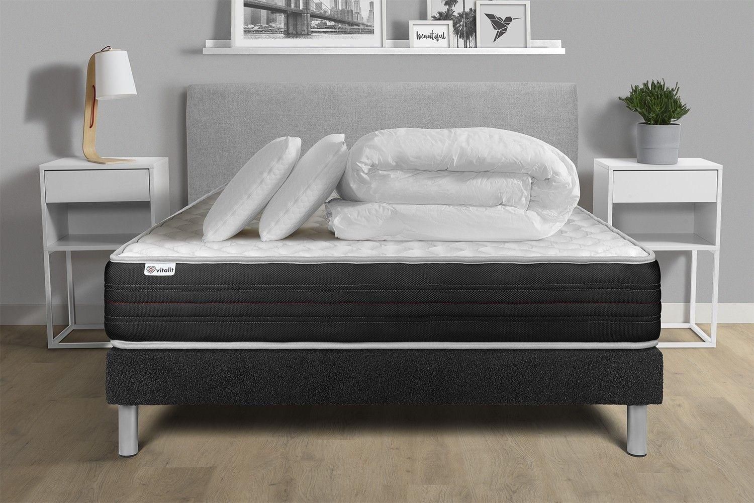 Pack Prt A Dormir Vitalmemo One 180 X 200 Cm Sommier Kit Noir - 6