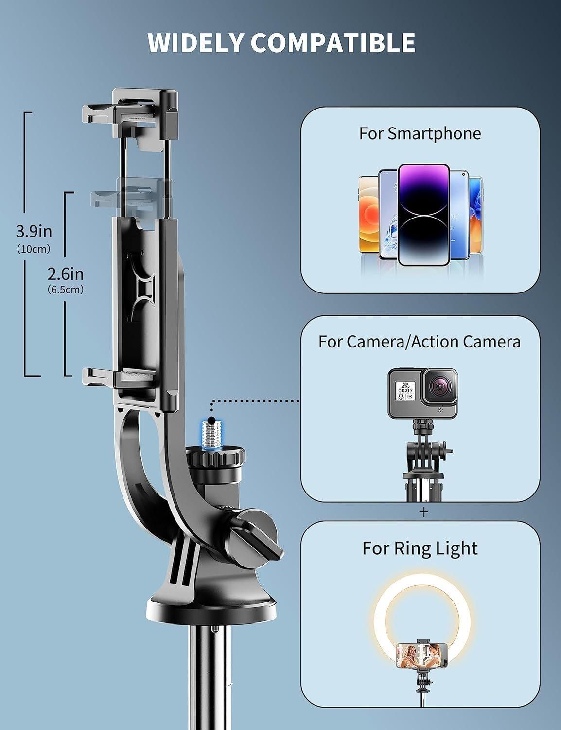 163.5CM Perche  Selfie, Trpied Smartphone, Extensible Selfie Stick Trpie... - 2