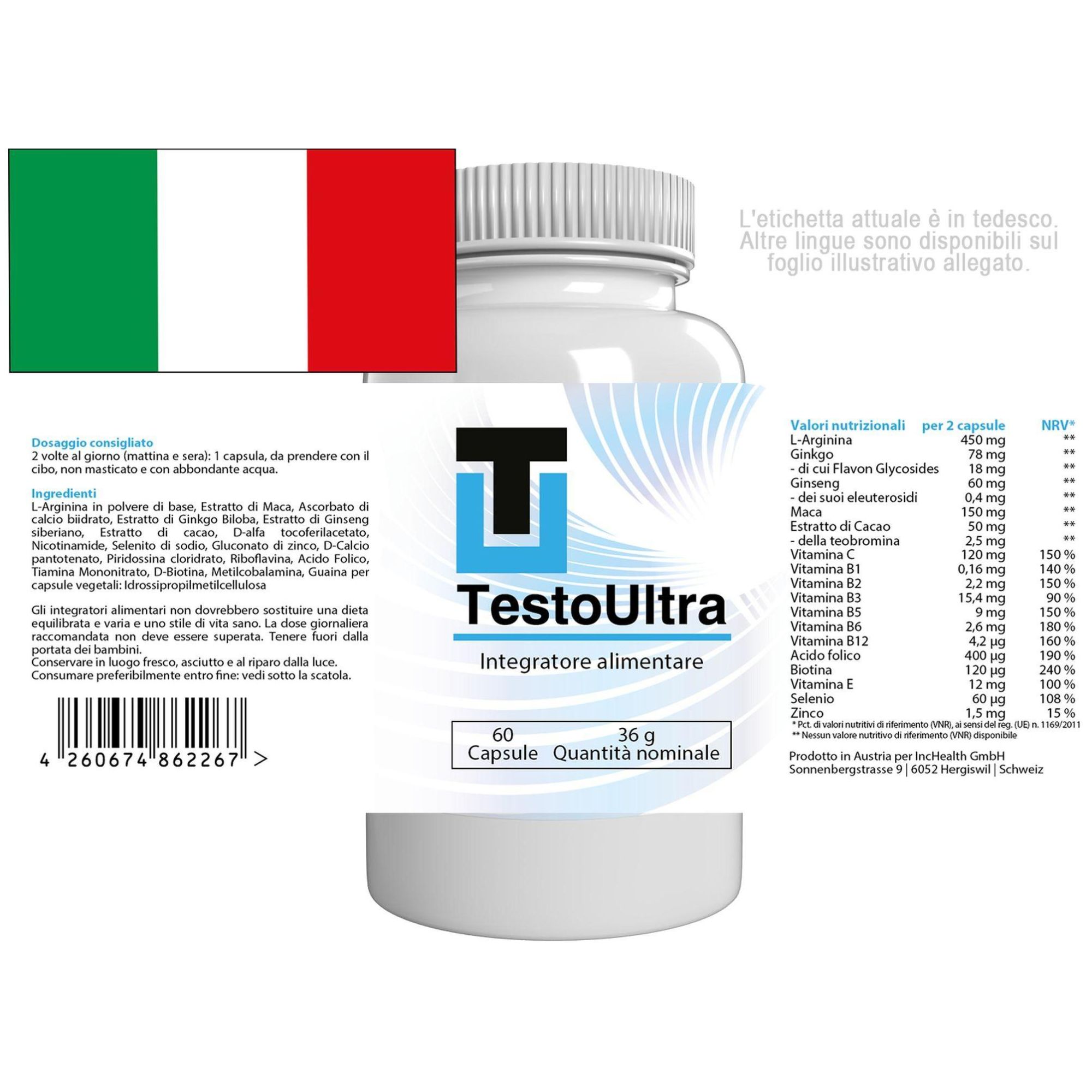 Testo Ultra - 180 G�lules (3x 60 G�lules) - Paquet De 3 - 8