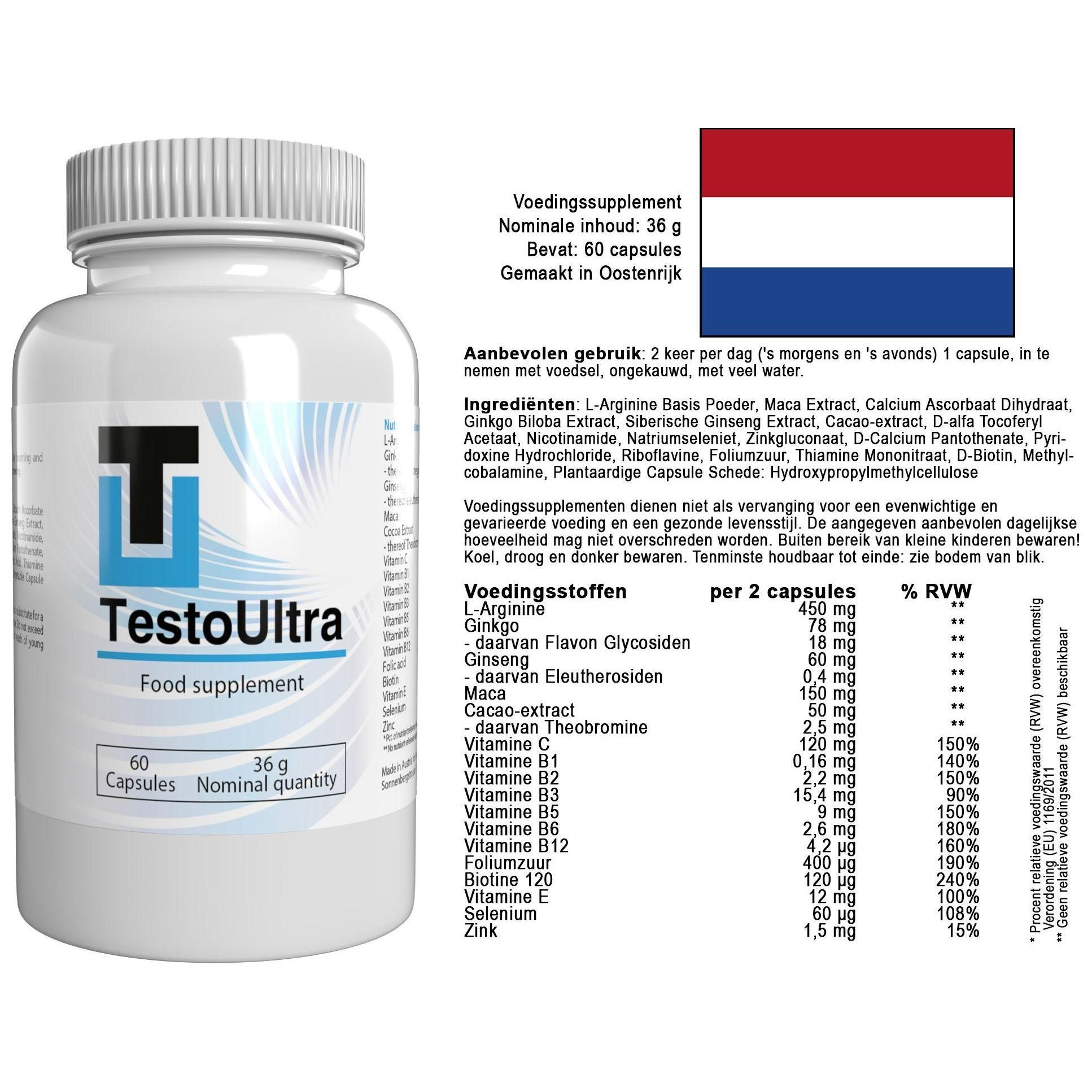 Testo Ultra - 180 G�lules (3x 60 G�lules) - Paquet De 3 - 9