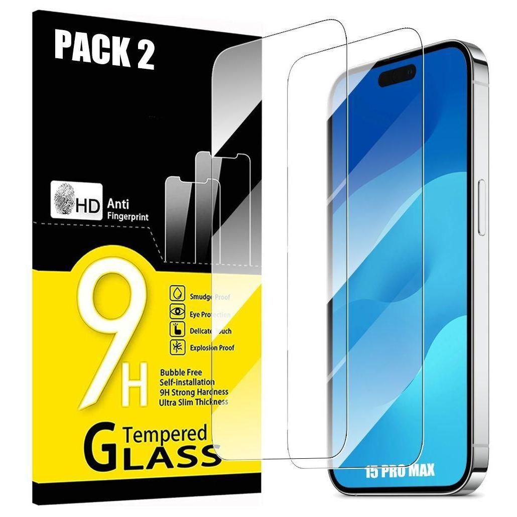 Verre Tremp Pour Iphone 15 Pro Max, Vitre De Protection 9h Antichoc Transp...
