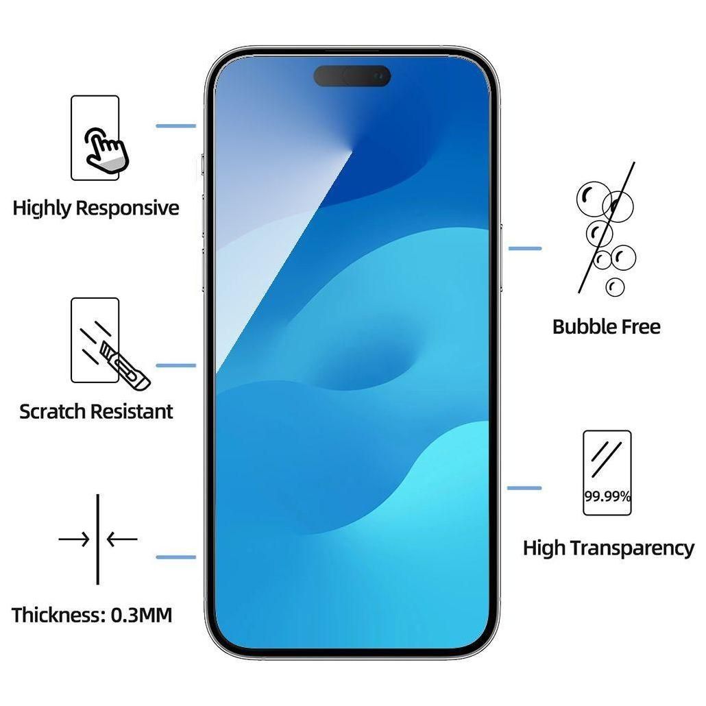 Verre Trempé Pour Iphone 15 Pro Max, Vitre De Protection 9h Antichoc Transp... - 2