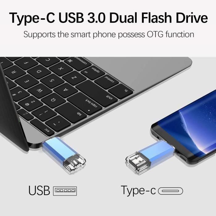 KOOTION Cl USB Type C 64 Go USB 3.0 Cle USB 64GB 2 en 1 Clef Memory Stick ... - 6