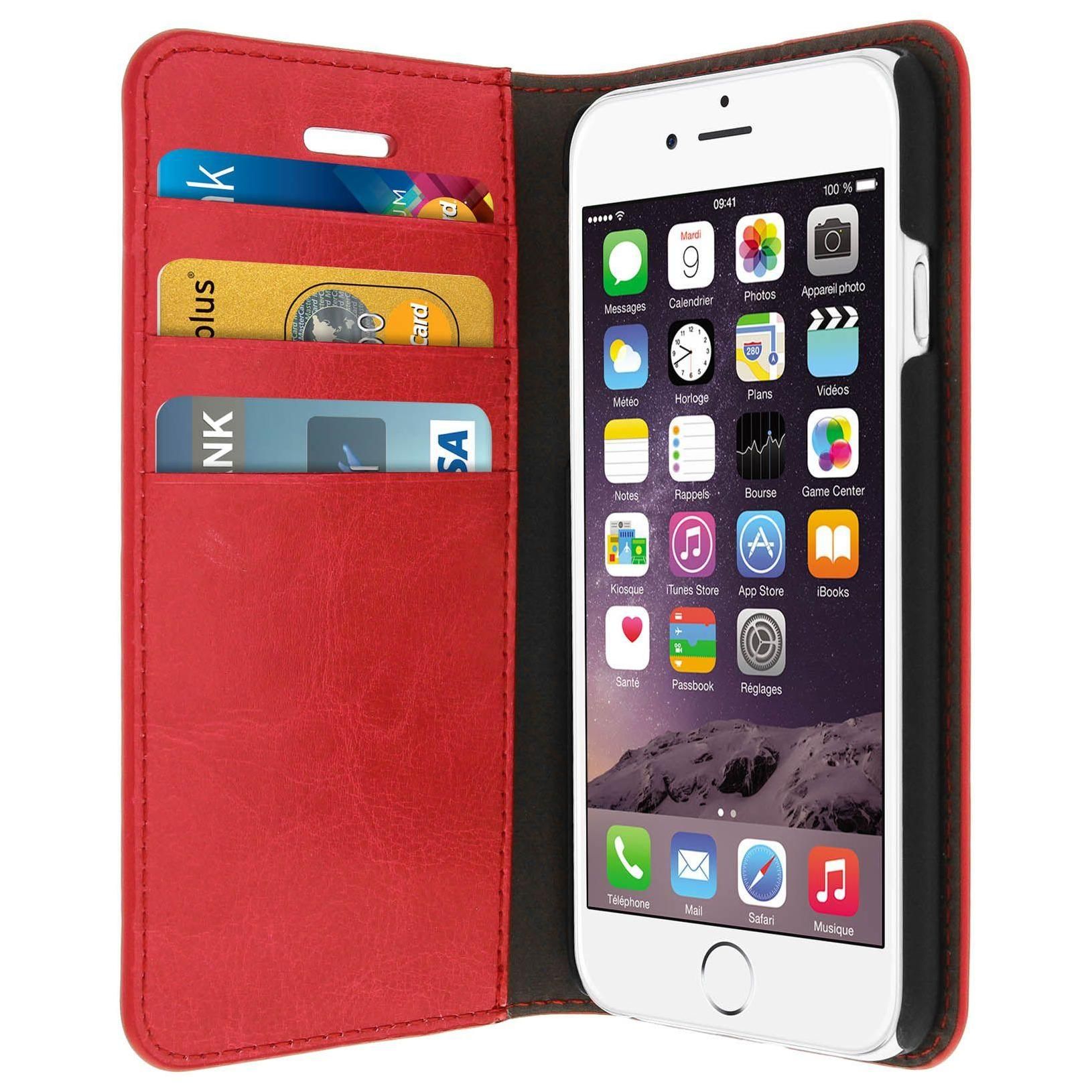 tui Iphone 6 , Iphone 6s En Cuir Veritable Et Finition Surpiqu - Rouge