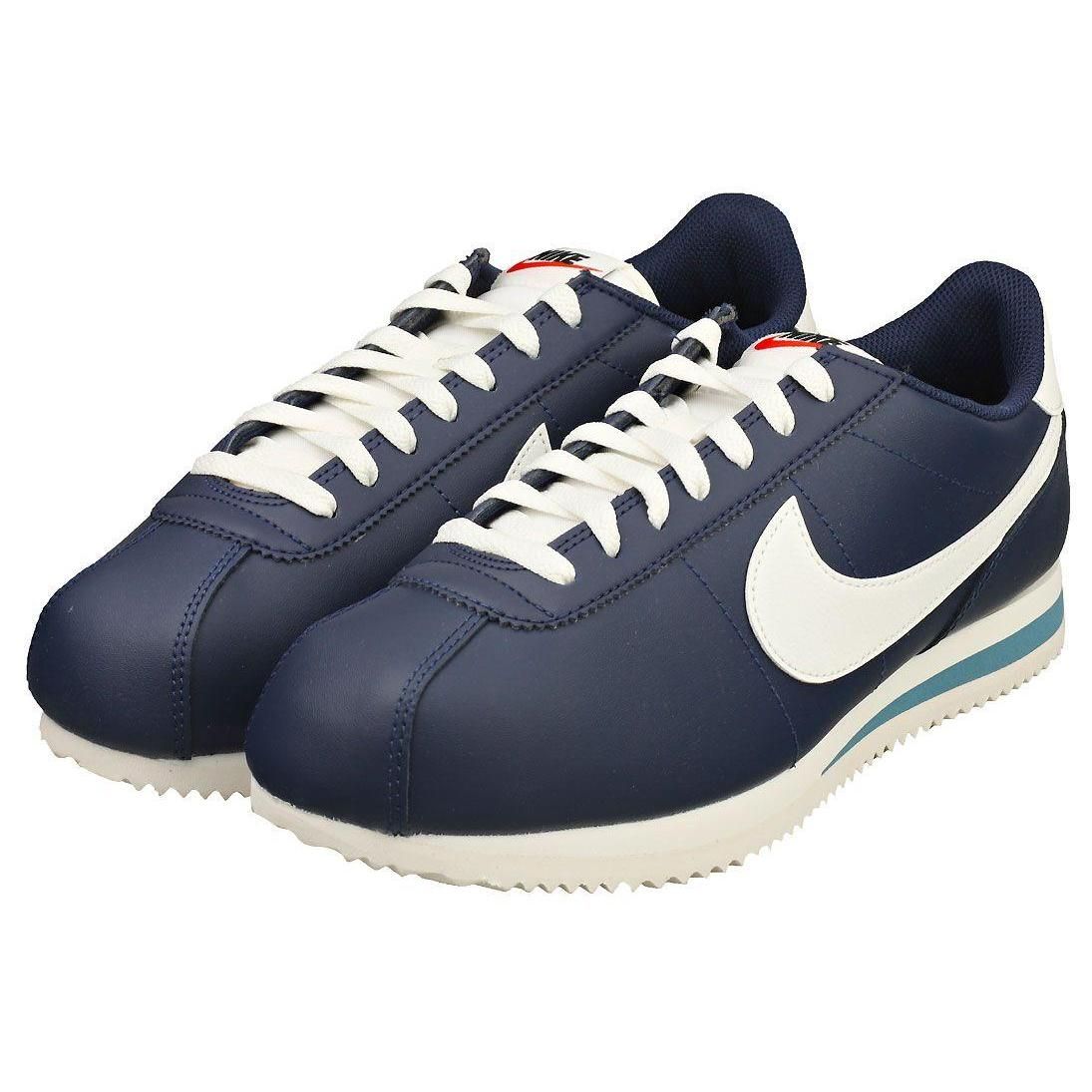 Nike Cortez Chaussures Dcontractes Pour Homme - Cuir Navy Blanc - 41 - 9