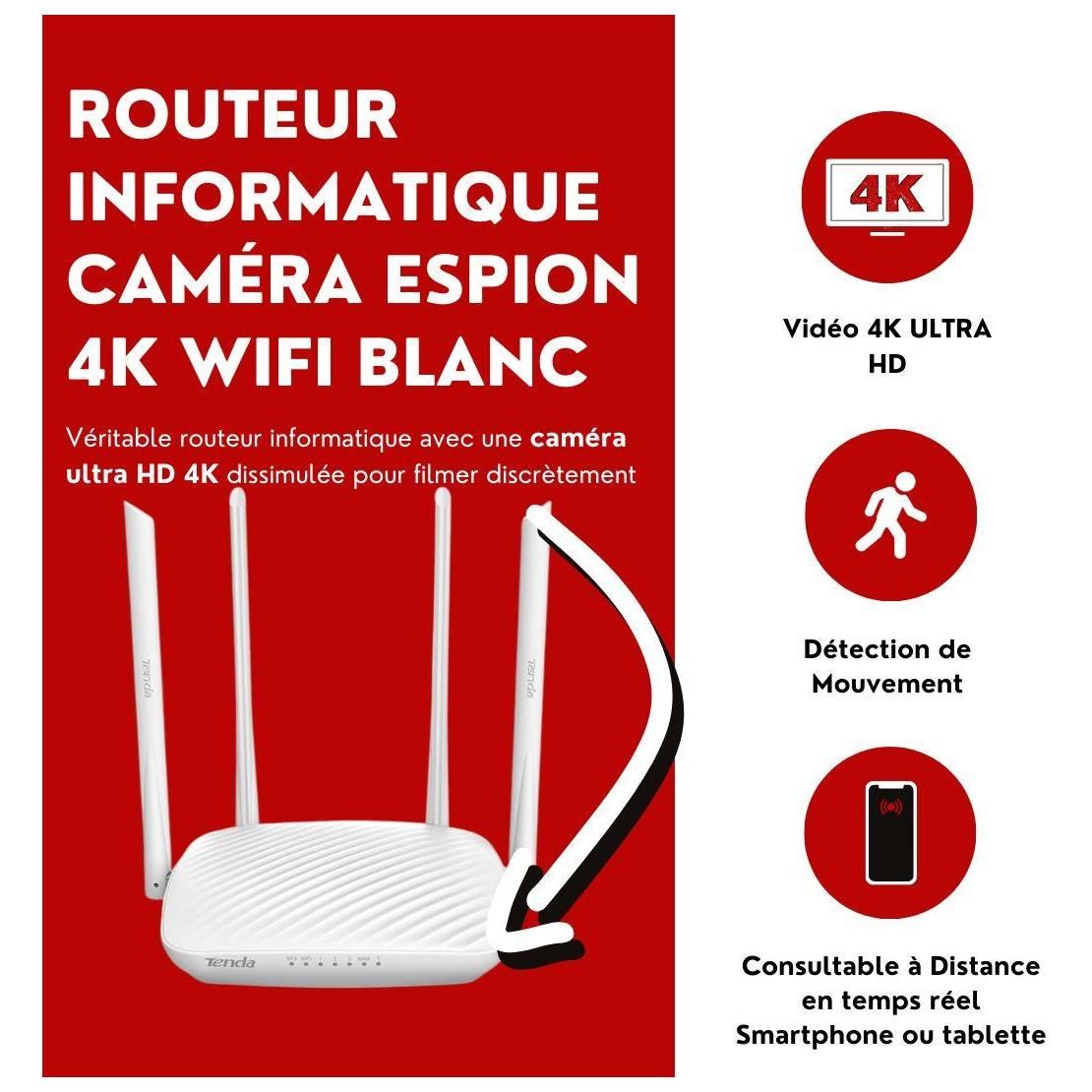 Routeur Camera Espion 4k Wifi Blanc - 5