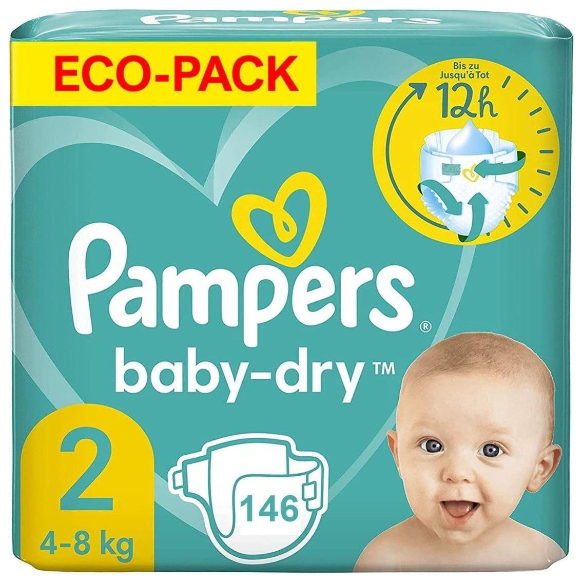 Pampers Baby-Dry Taille 2 146 Couches (4-8 Kg)