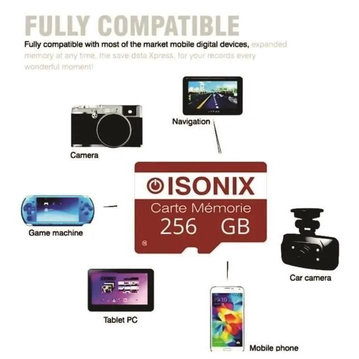 Carte Micro-Sd 256 Go Classe 10 4k Sdxc Smartphone Tablette Camra Sport 10... - 2