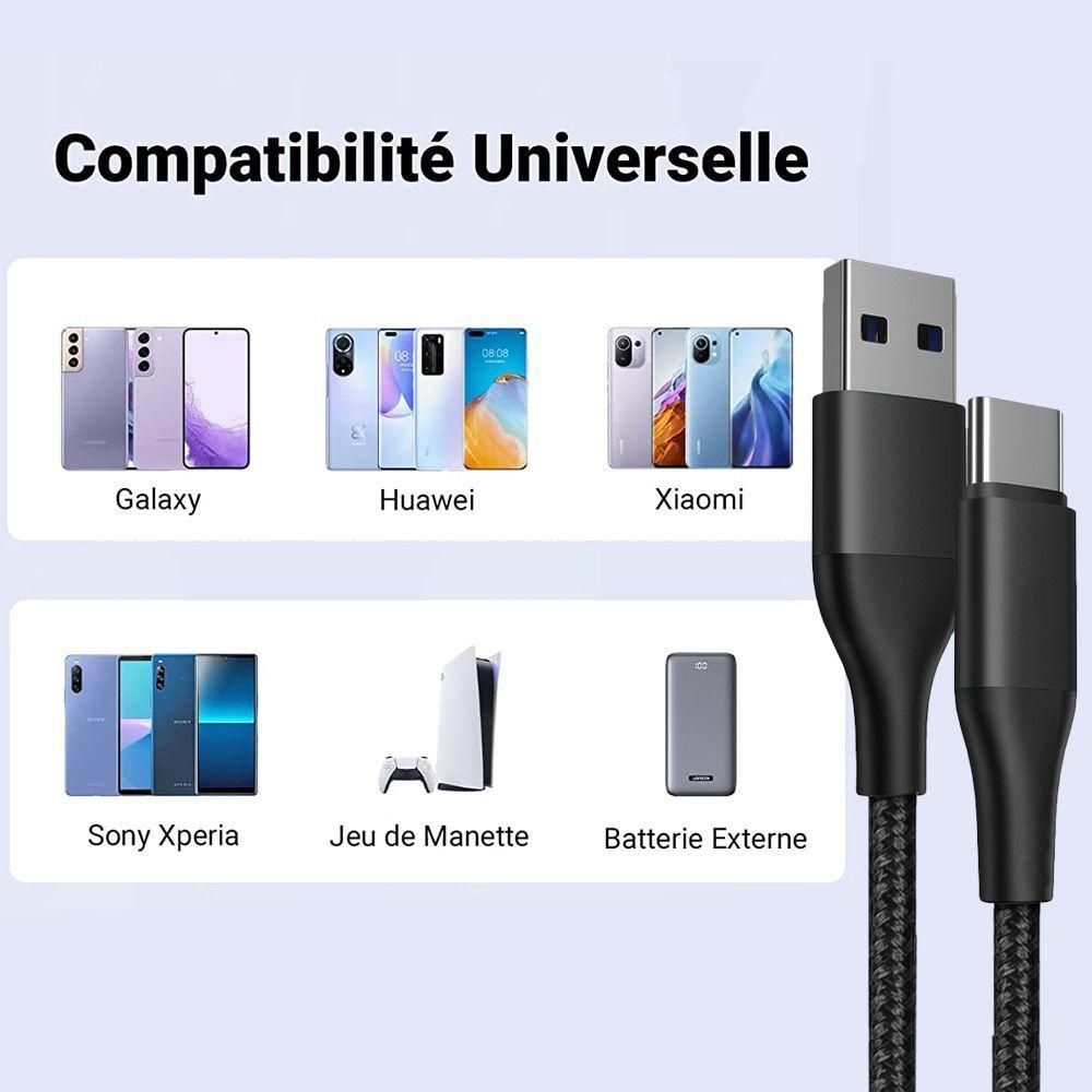 2x Cble USB-C Nylon Rapide 3A pour Samsung Galaxy M13 4G M23 5G M32 M33 M5... - 4
