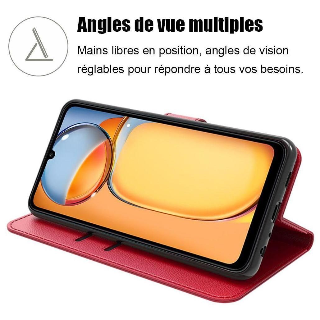 Coque + 2 Verres Tremps Pour Xiaomi Redmi 13c, Housse Antichoc Effet Cuir ... - 2