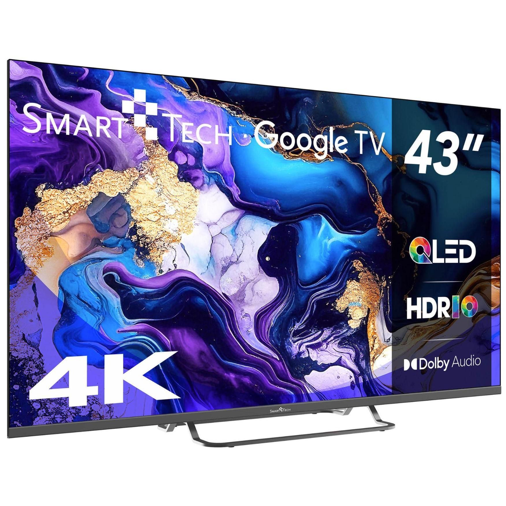 Smart Tech 43QG02V - 43' - TV QLED 4K UHD 109 cm Google TV- 4xHDMI - 2xUSB ... - 2