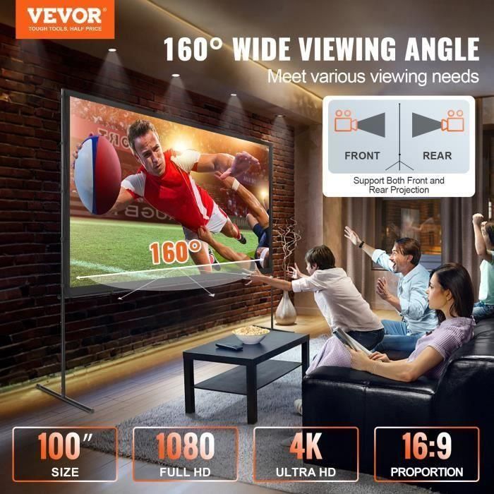 �cran de Projection sur Pied - VEVOR - Toile de Projection sur Tr�pied Port... - 3