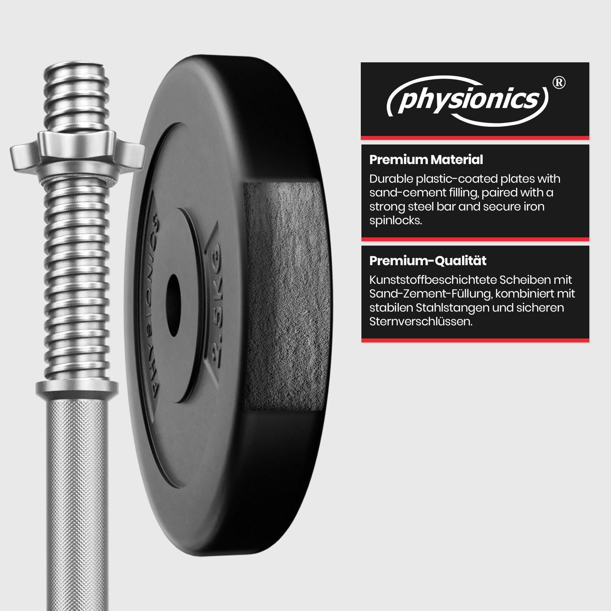 Physionics Set D'haltres Courts 20 Kg - Barre 43 Cm, 2 X 1,25 Kg, 2 X 2,5... - 6