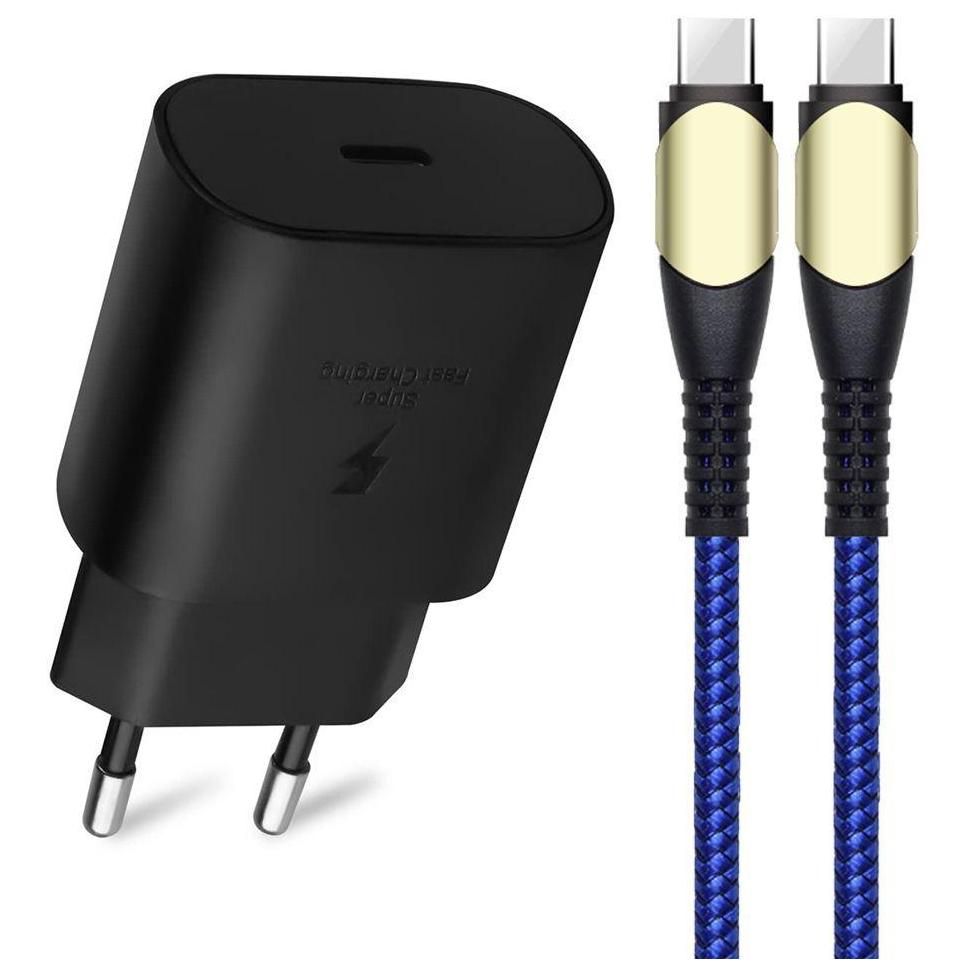 Chargeur Pd Rapide 25w + Cble Usb-C Vers Usb-C 60w 1m Pour Samsung Galaxy ...
