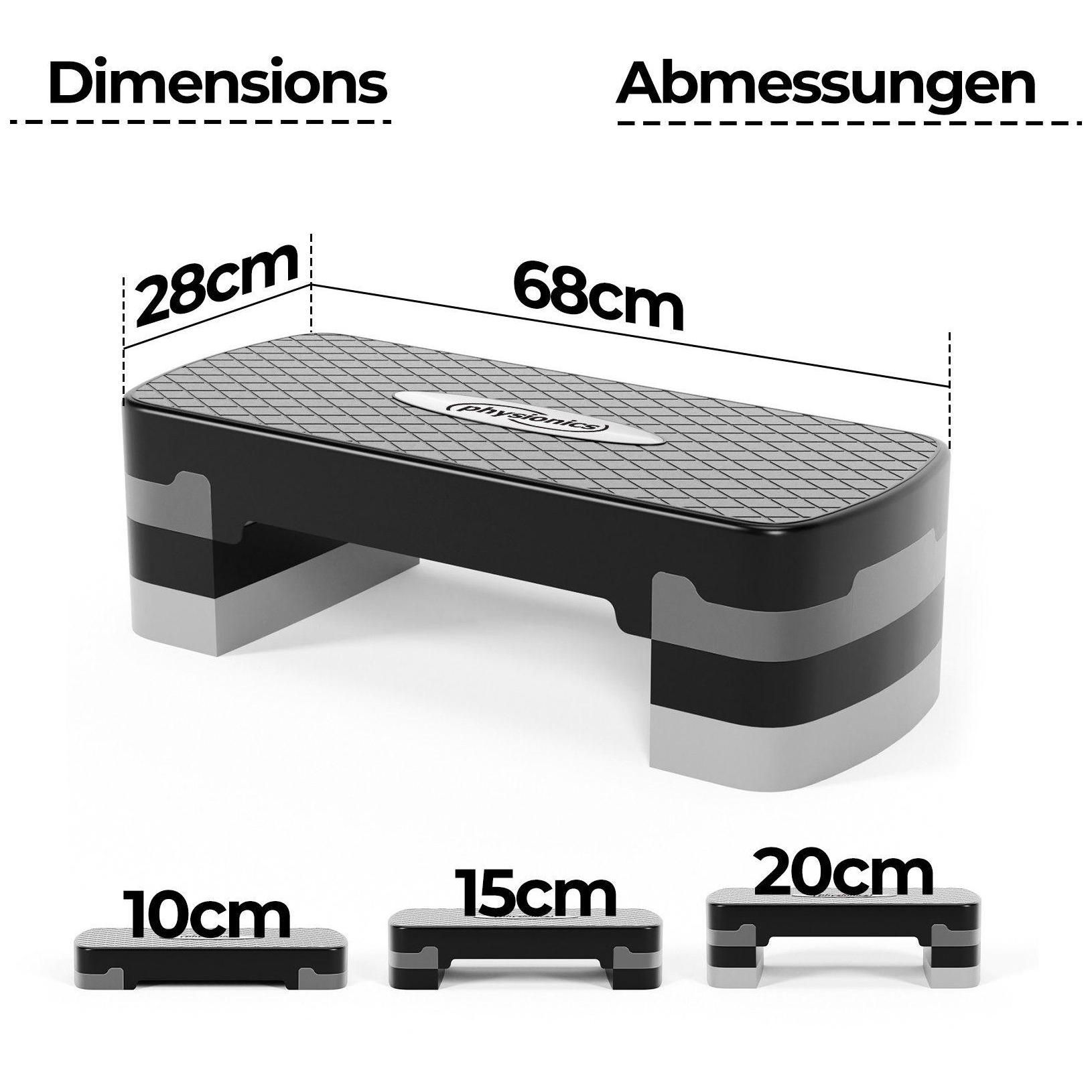 Physionics Step D'arobic - Rglable En 3 Niveaux,, Max 200kg, 68x28cm, No... - 2