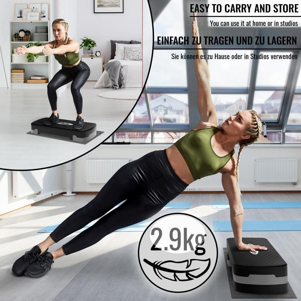 Physionics Step D'arobic - Rglable En 3 Niveaux,, Max 200kg, 68x28cm, No... - 6