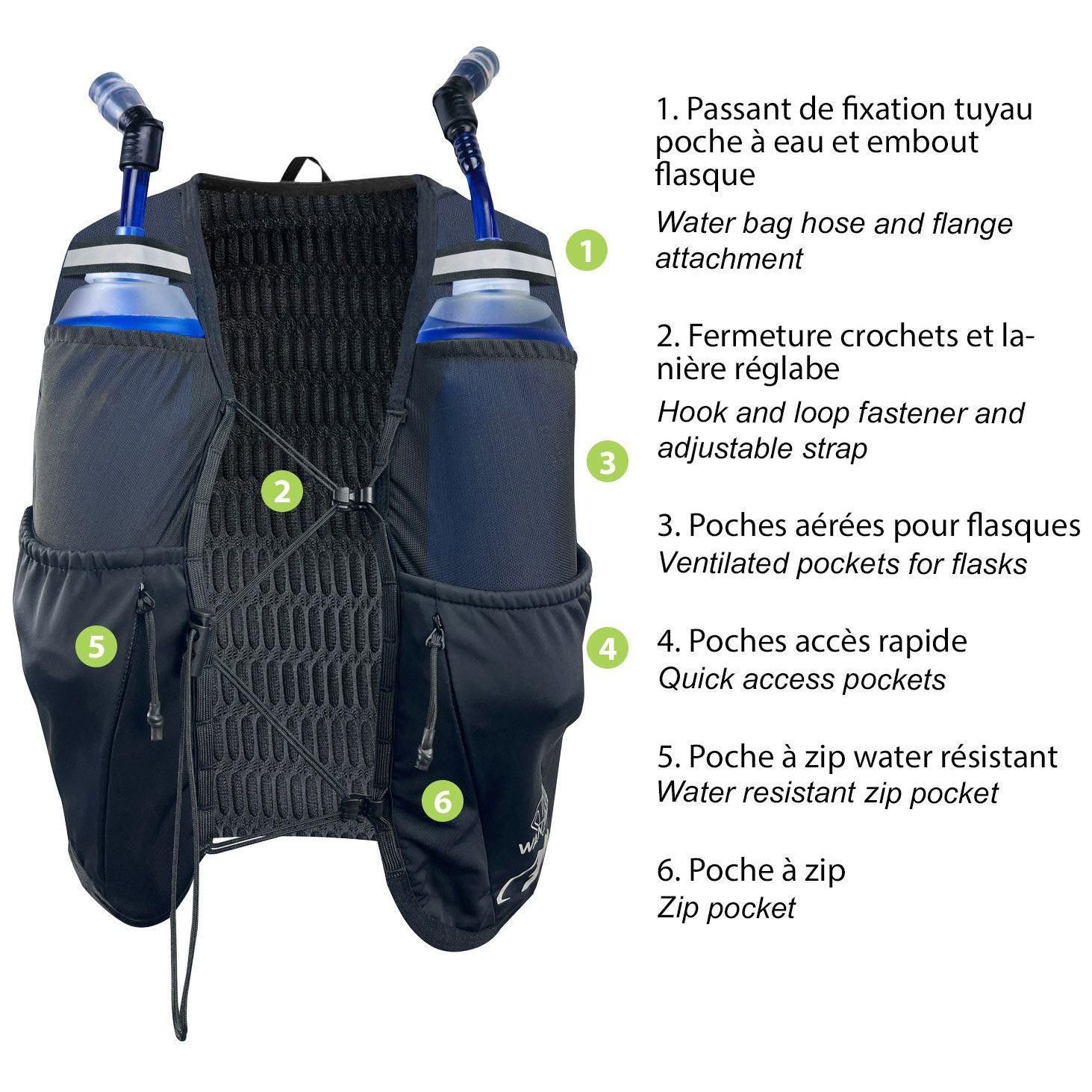 Gilet D Hydratation Trail Et Running 1 Poche Water Rsistant 9 Poches Grand... - 2