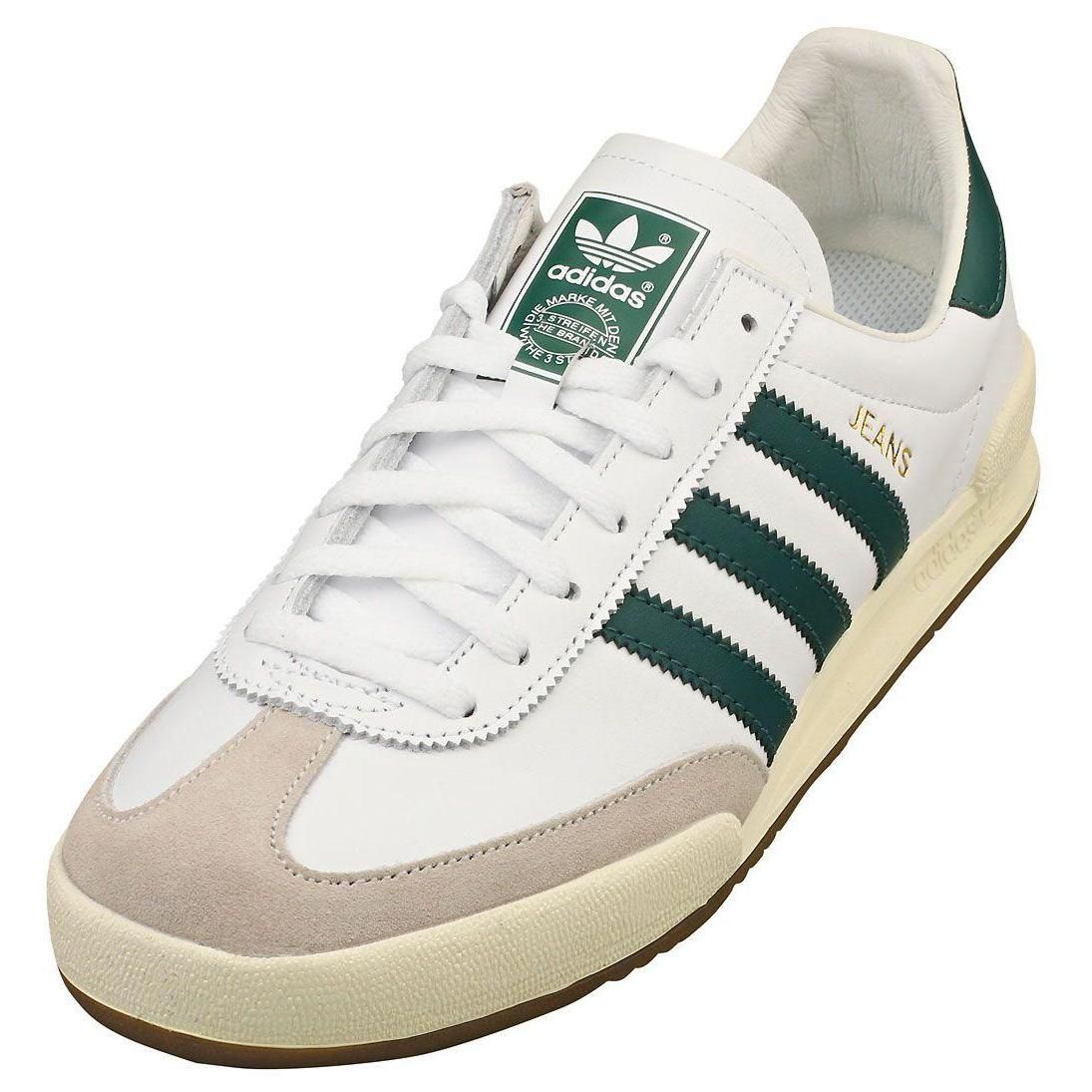 Chaussures Adidas Jeans Pour Hommes - Baskets En Cuir Blanc Et Vert - 44