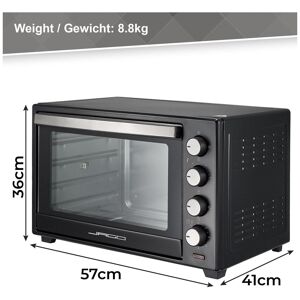Mini Four 12 Litres 1050W - Four à Pizza Compact En Acier Inox - Idéal Petites Cuisines - Minuterie 60 Min