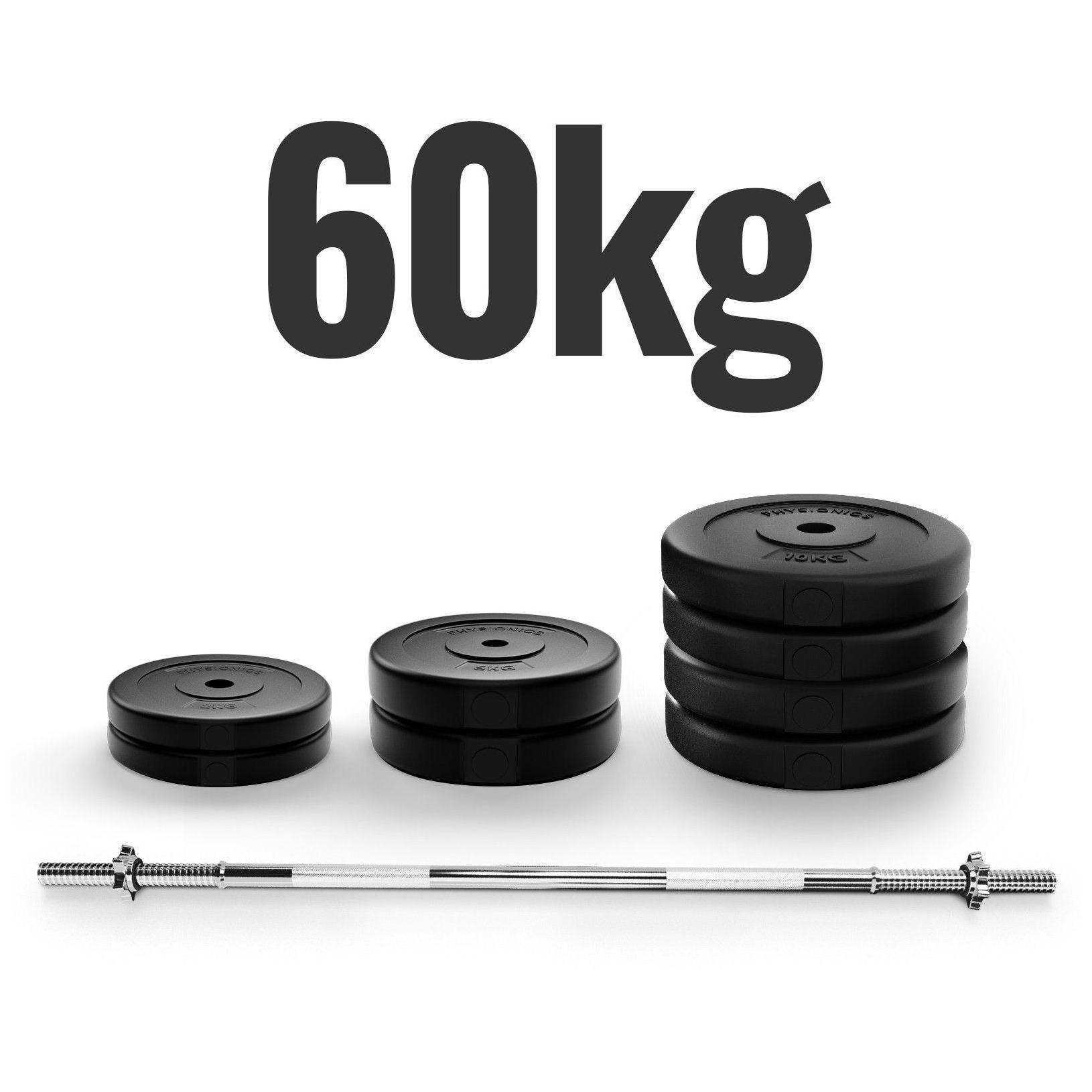 Physionics Barre D'haltre Longue Avec Disques De Poids - Barre (165cm, Fe... - 2