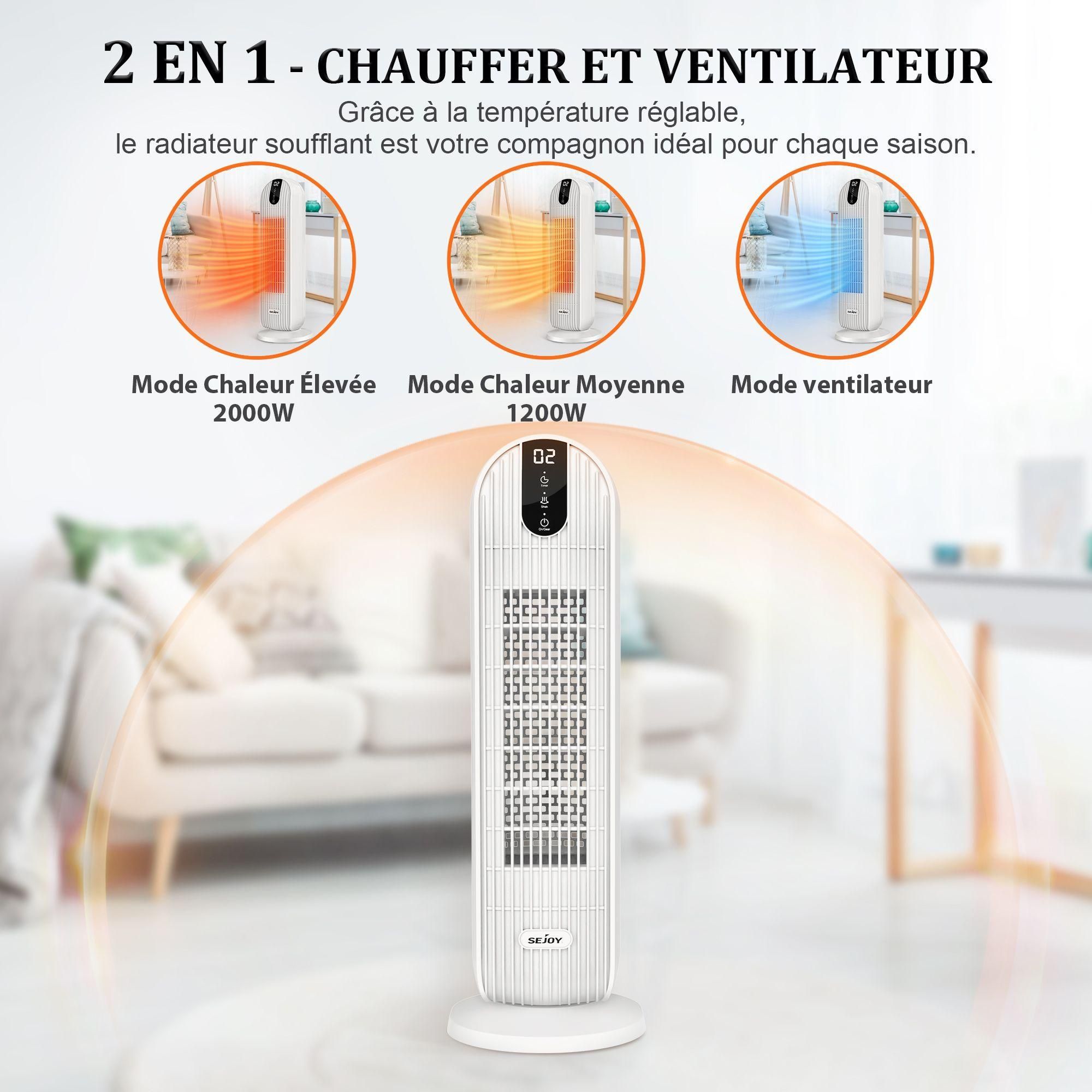 Radiateur Soufflant SEJOY 2000W 3 Modes, PTC Cramique Chauffage Electrique... - 2