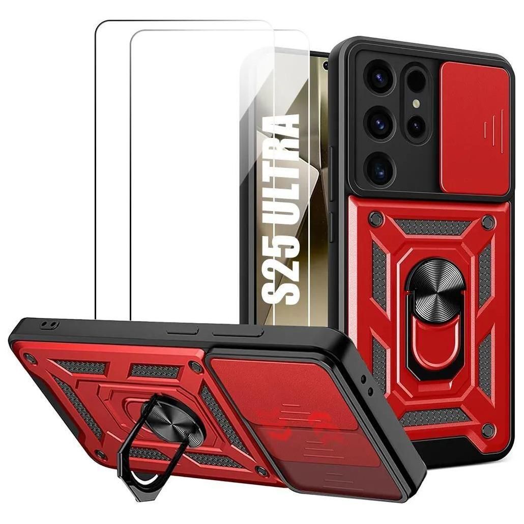 Coque + 2 Verres Tremps Pour Samsung Galaxy S25 Ultra - Rigide Antichoc Av...