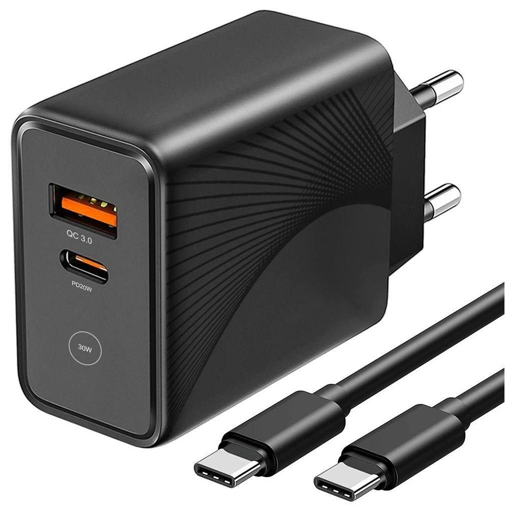 Chargeur Secteur Rapide 30w 2-Port Avec Cble Usb-C 1m Pour Google Pixel 7 ...