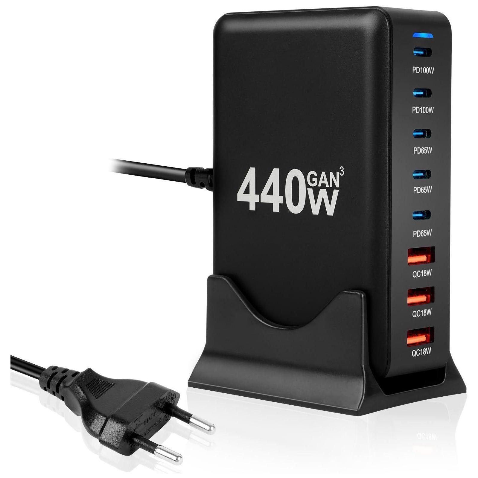 Chargeur Usb C Rapide 440w, Gan Chargeur Secteur Usb Multiple 5 Usb C+3 Usb... - 8