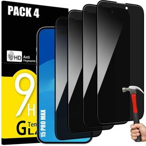 Protecteur Écran IPhone 15 Anti-Espion Verre Trempé 2 Pièces - Confidentialité, Dureté 9H, Anti-Rayures, Compatible Face ID