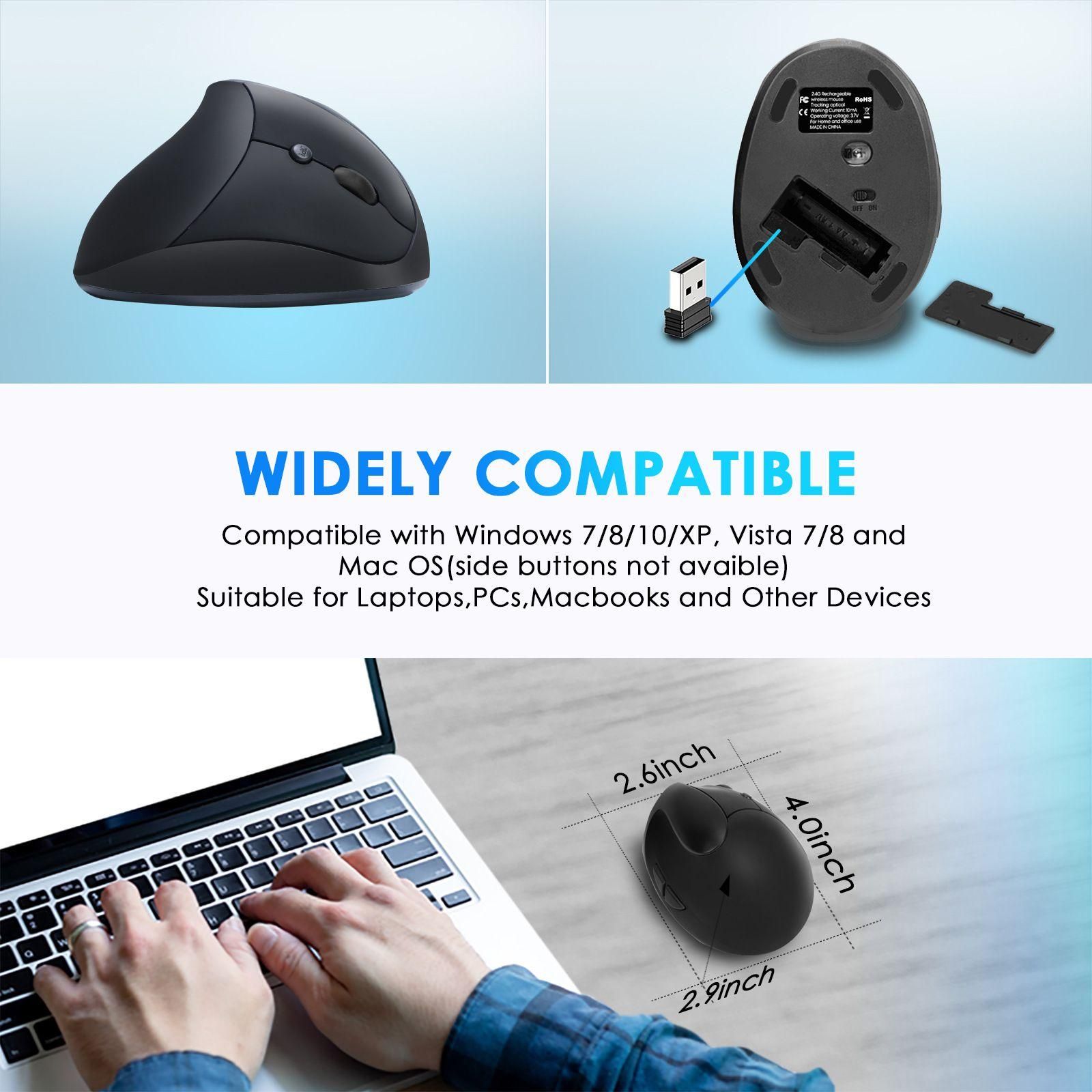 Souris Ergonomique sans Fil, Souris Optique sans Fil 2.4G avec 800/1200/160... - 8