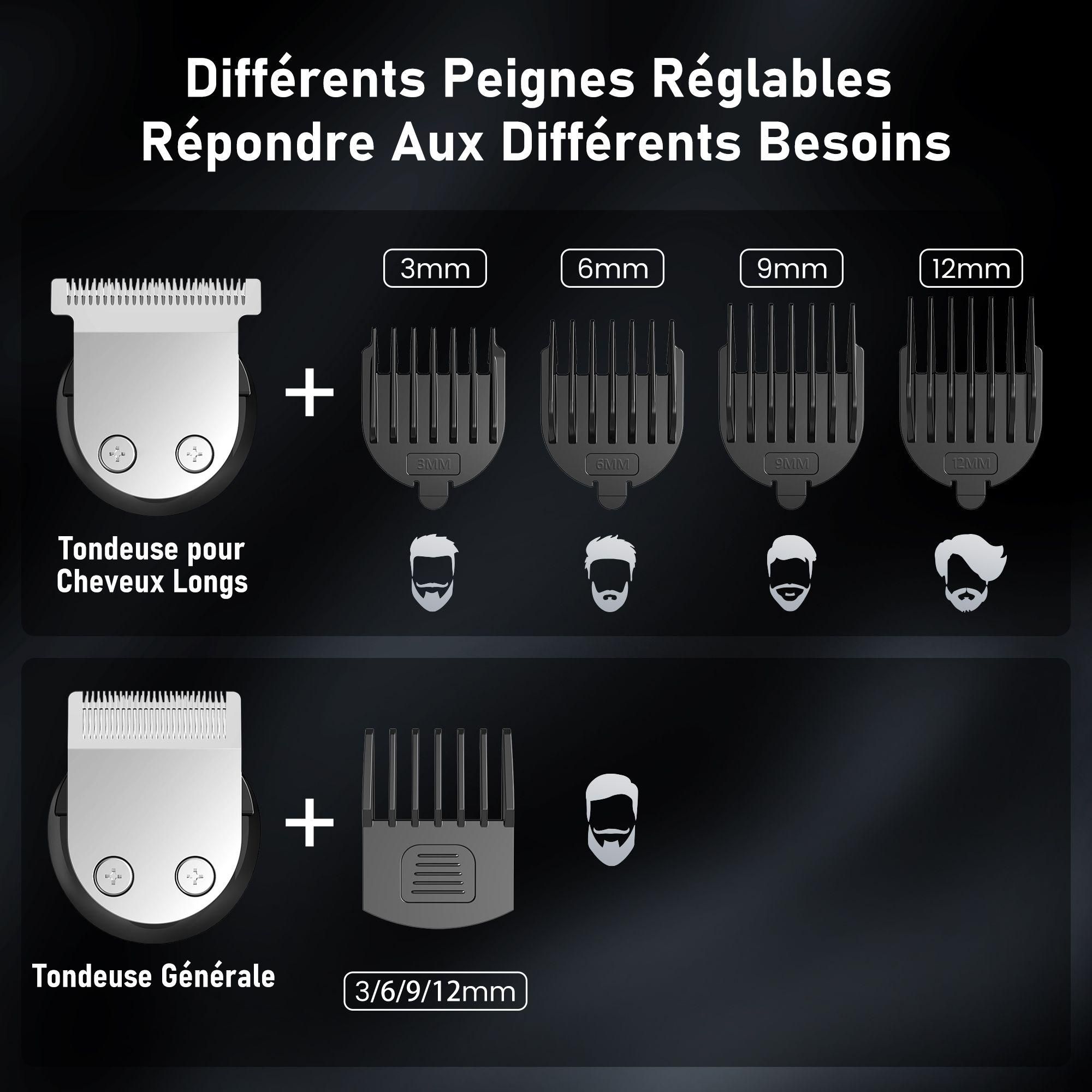 Tondeuse  Barbe Et Cheveux Sejoy Professionnelle Homme Sans Fils, Tondeuse... - 3