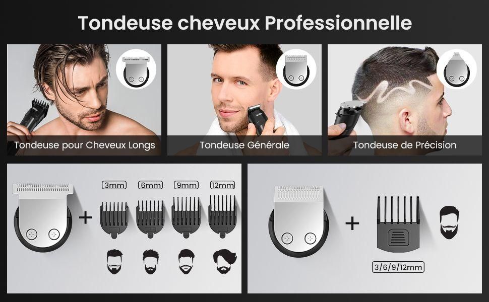 Tondeuse  Barbe Et Cheveux Sejoy Professionnelle Homme Sans Fils, Tondeuse... - 5